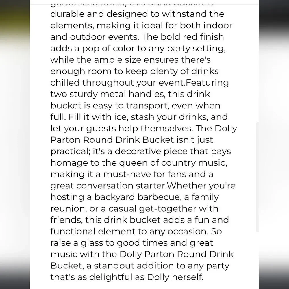Dolly Parton Metal‎ Drink Bucket